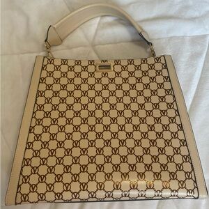 Valentino By Mario Valentino Cream and Brown Shoulder Bag